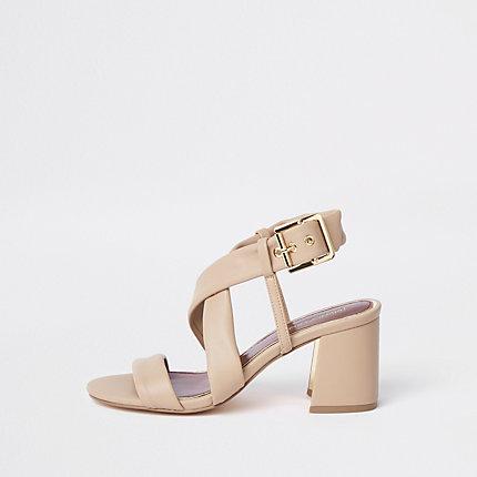 River Island Womens Cross Strap Block Heel Sandals