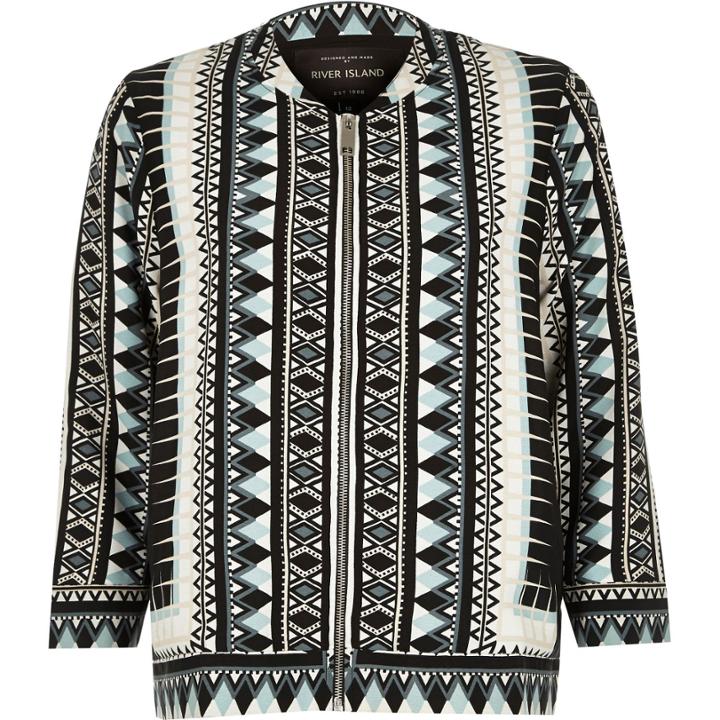 River Island Womens Printed Zip-up Bomber Jacket