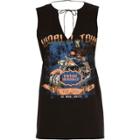 River Island Womens Tie Neck Rock Band Print Tank Top
