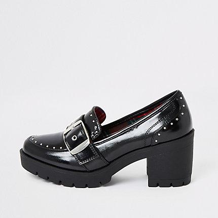 River Island Womens Studded Chunky Heel Loafers