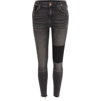 River Island Womens Washed Amelie Super Skinny Panel Jeans