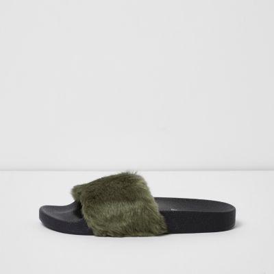 River Island Womens Fur Sliders