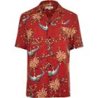 River Island Mens Oriental Print Revere Collar Shirt