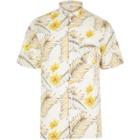 River Island Mens White Hawaiian Print Short Sleeve Shirt