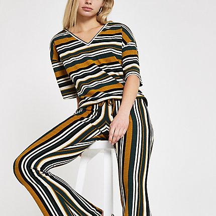 River Island Womens Stripe Tie Waist Top