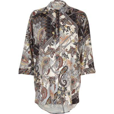 River Island Womens White And Paisley Print Shirt