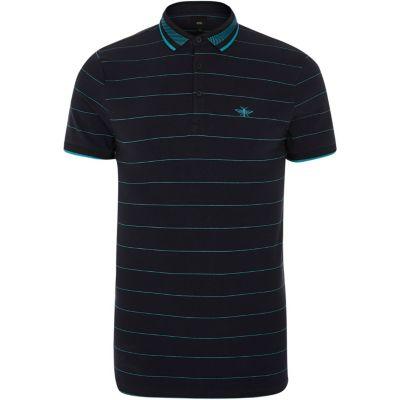 River Island Mens Stripe Slim Fit Tipped Polo Shirt