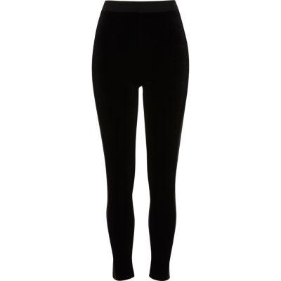River Island Womens Velvet Front High Waisted Leggings