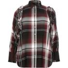 River Island Womens Plus Check Frill Front Shirt