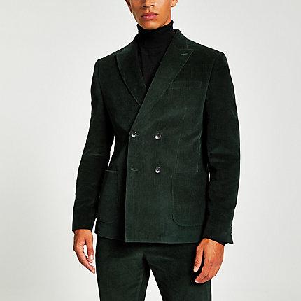 River Island Mens Cord Double Breasted Skinny Suit Jacket
