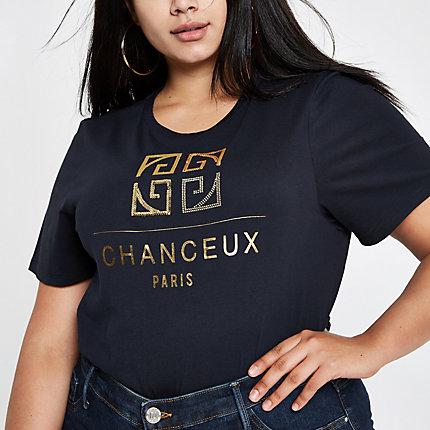 River Island Womens Plus 'chanceux' Print T-shirt