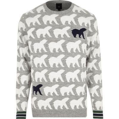 River Island Mens Polar Bear Knit Christmas Sweater