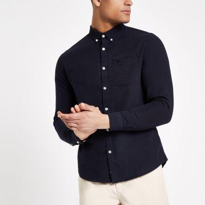 River Island Mens Wasp Embroidered Pocket Oxford Shirt