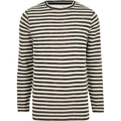 River Island Mens Stripe Print Slim Fit Long Sleeve Top