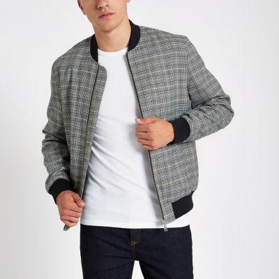 River Island Mens Check Bomber Jacket