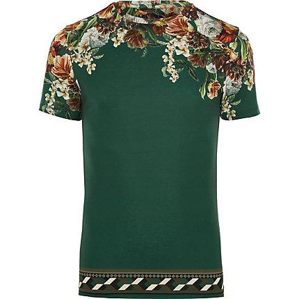River Island Mens Big And Tall Floral Slim Fit T-shirt