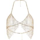 River Island Womens Gold Tone Rhinestone Embellished Bralette