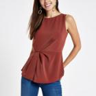 River Island Womens Rust Loose Fit Gathered Waist Top
