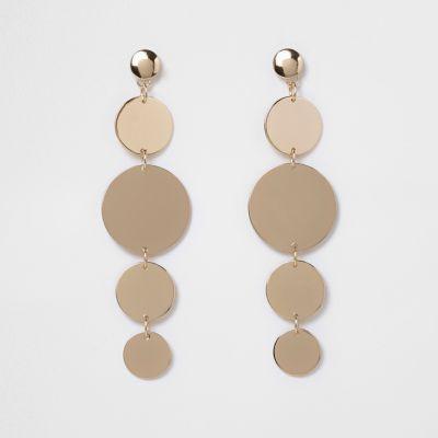 River Island Womens Gold Tone Disk Dangle Earrings