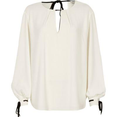 River Island Womens Puff Sleeve Tie Detail Top