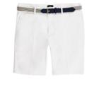 River Island Mens White Belt Detail Slim Fit Shorts