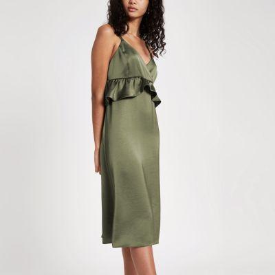 River Island Womens Satin Frill Cami Slip Dress