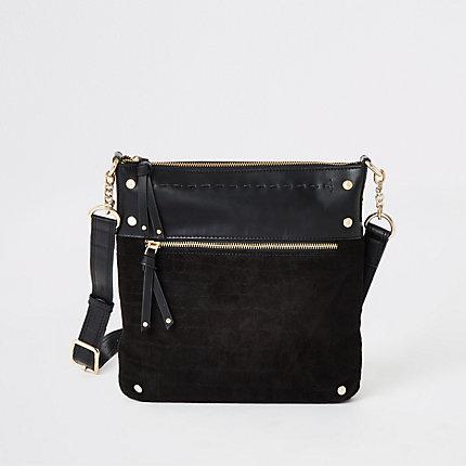River Island Womens Leather Studded Messenger Bag