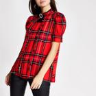 River Island Womens Check Frill Embellished Collar Blouse