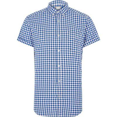 River Island Mens Gingham Slim Fit Short Sleeve Shirt