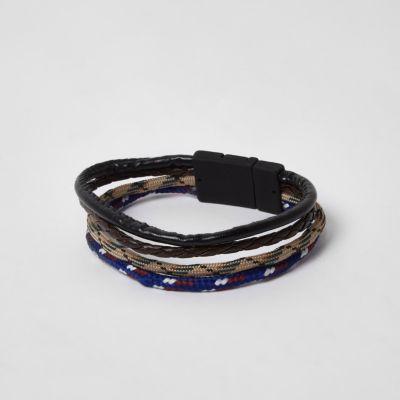 River Island Mens Mixed Texture Rope Pack Bracelet