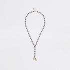 River Island Mens Rosary Bead Feather Necklace