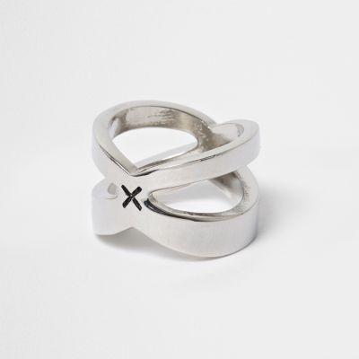 River Island Mens Silver Tone Cross Ring