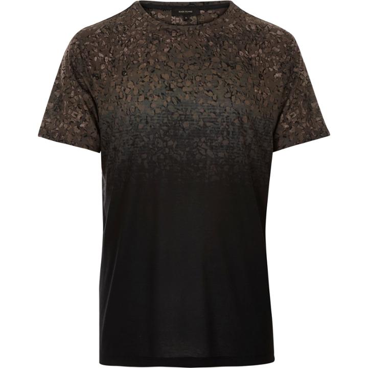 River Island Mensblack Faded Gravel Print T-shirt