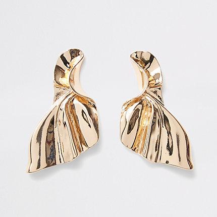 River Island Womens Gold Tone Fan Stud Earrings