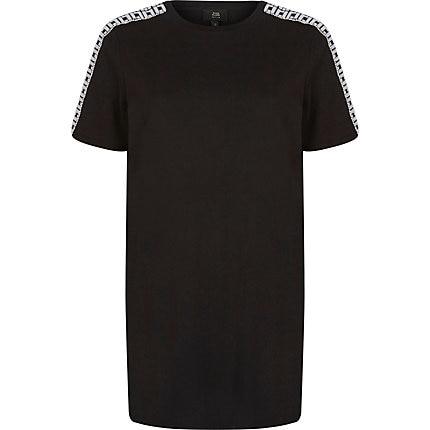 River Island Womens Petite Diamante Trim Jumbo T-shirt
