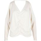 River Island Womens Knit Ruched Front Batwing Top
