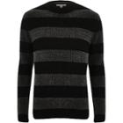 River Island Mens Striped Muscle Fit Chenille Knit Jumper