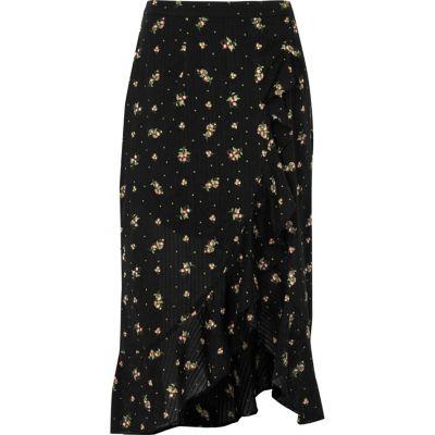 River Island Womens Ditsy Floral Frill Hem Wrap Maxi Skirt
