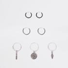 River Island Mens Silver Tone Hoop Earring Multipack