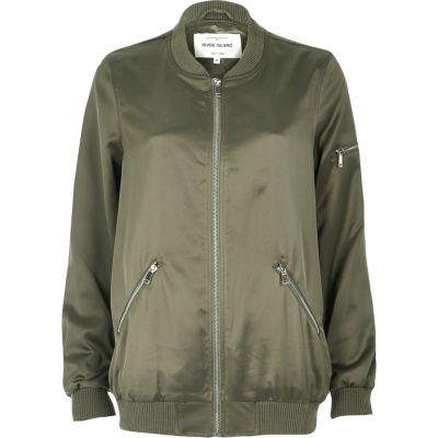 River Island Womens Satin Longline Bomber Jacket