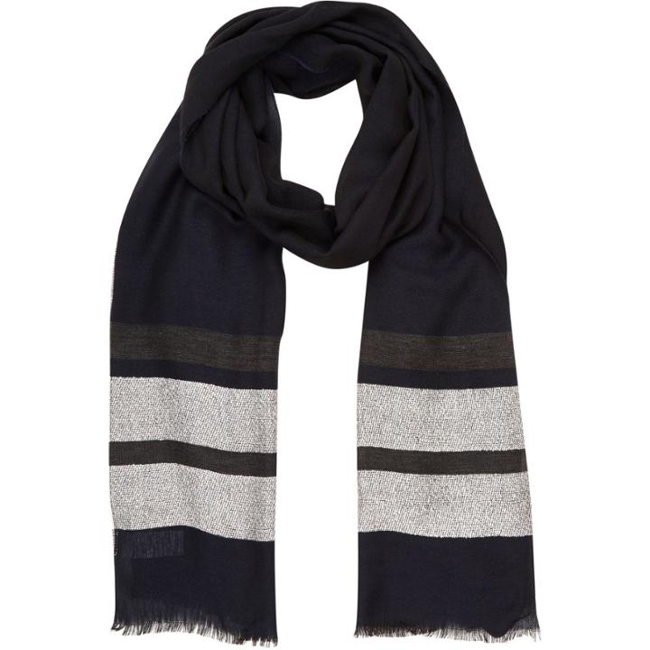 River Island Mensnavy Stripe Lightweight Scarf