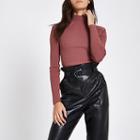 River Island Womens Ribbed Shoulder Roll Neck Top
