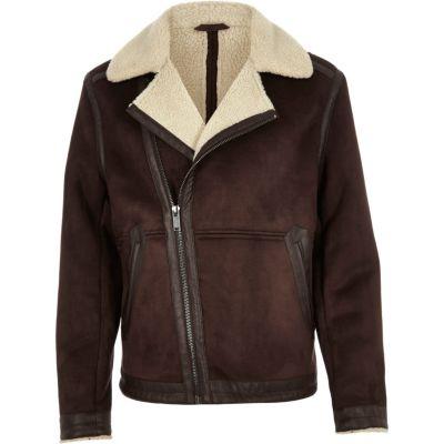 River Island Mens Faux Suede Fleece Jacket
