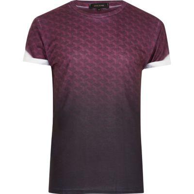 River Island Mensblack Faded Geo Print T-shirt