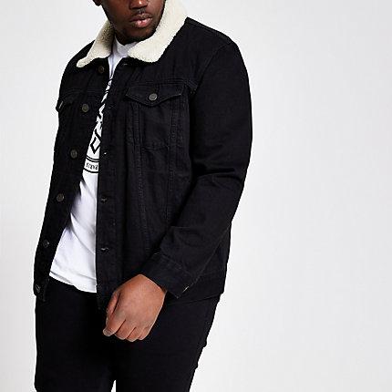 River Island Mens Big And Tall Borg Collar Denim Jacket