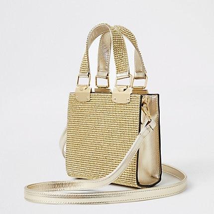 River Island Womens Gold Heatseal Grab Handle Cross Body Bag