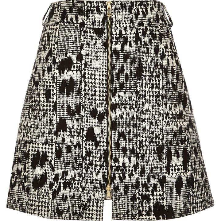 River Island Womens Animal Print Zip Through Mini Skirt