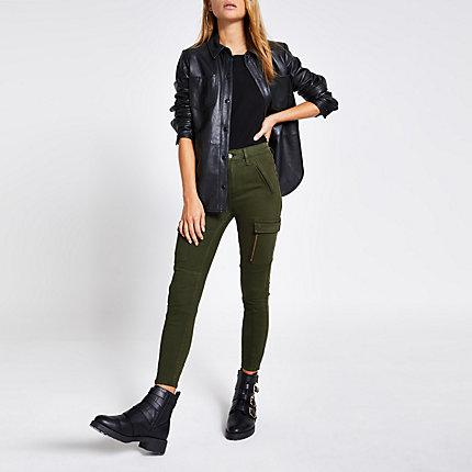 River Island Womens Amelie Cargo Super Skinny Zip Jeans