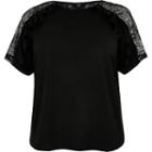 River Island Womens Plus Lace Sequin Frill Sleeve Top