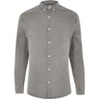 River Island Mens Muscle Fit Denim Wasp Embroidered Shirt